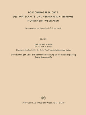 cover image of Untersuchungen über die Schnellverbrennung und Schnellvergasung fester Brennstoffe